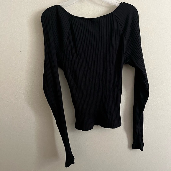 Long Sleeve Ribbed Wrap Top - Picture 6 of 7